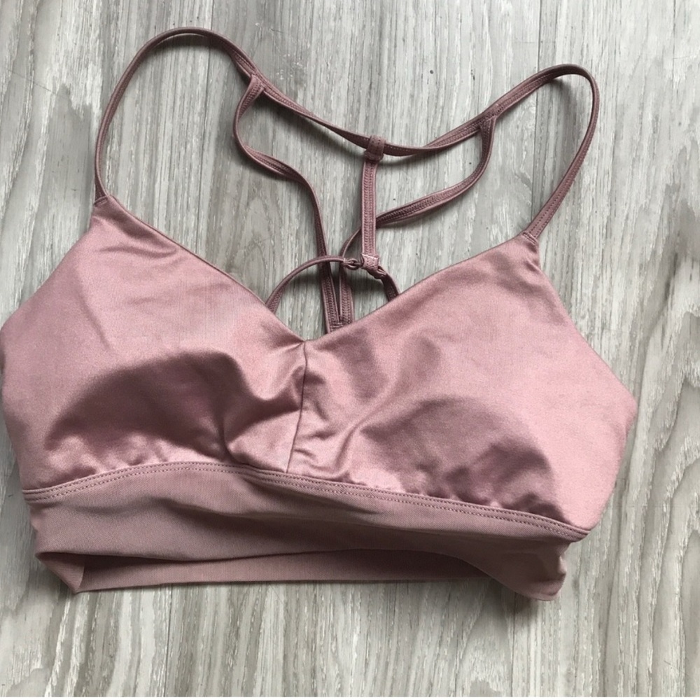 Alo Yoga Mauve Sports Bra Strappy Back Womens Small